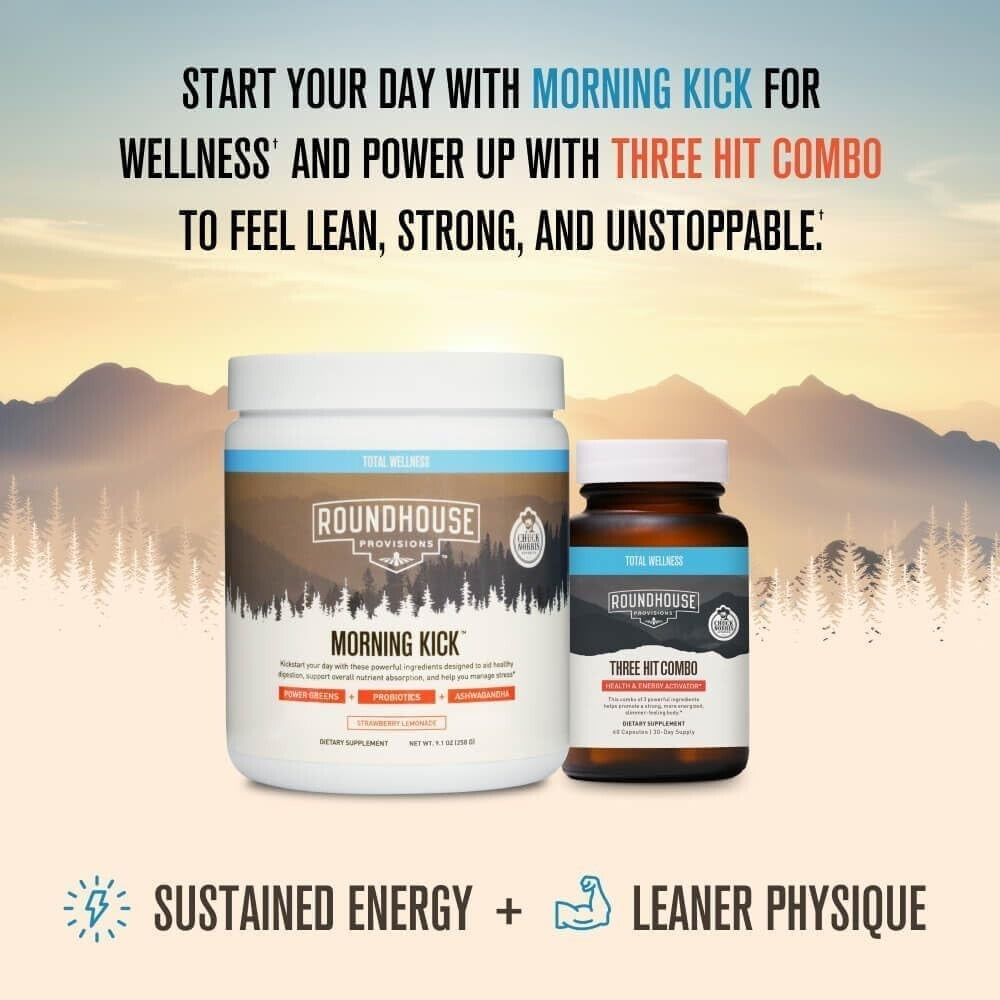 By Chuck Norris Morning Kick, Greens Superfood Powder Supplement with Ashwaganda