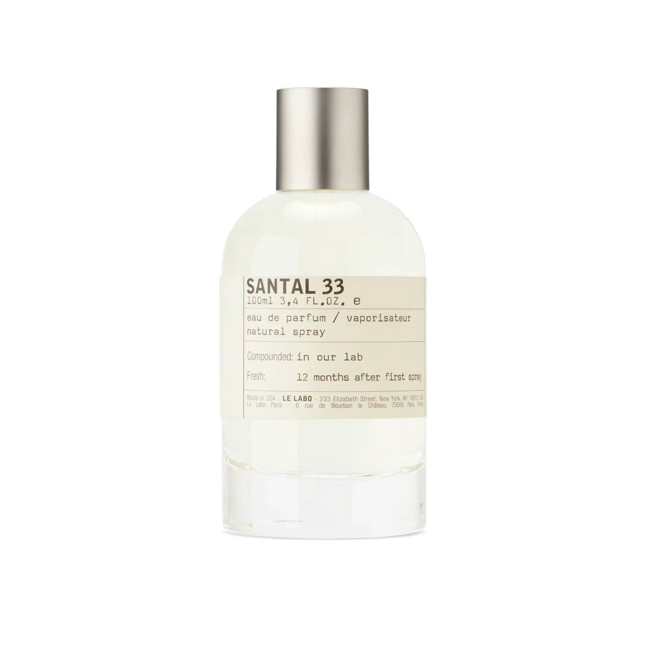 Le Labo Santal 33 3.4 Oz Unisex Eau De Parfum Spray -New without Box