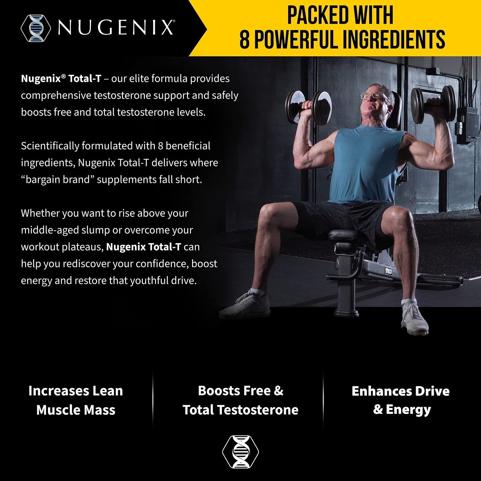 Nugenix Total-T Free and Total Testosterone Booster Supplement 90 Capsules
