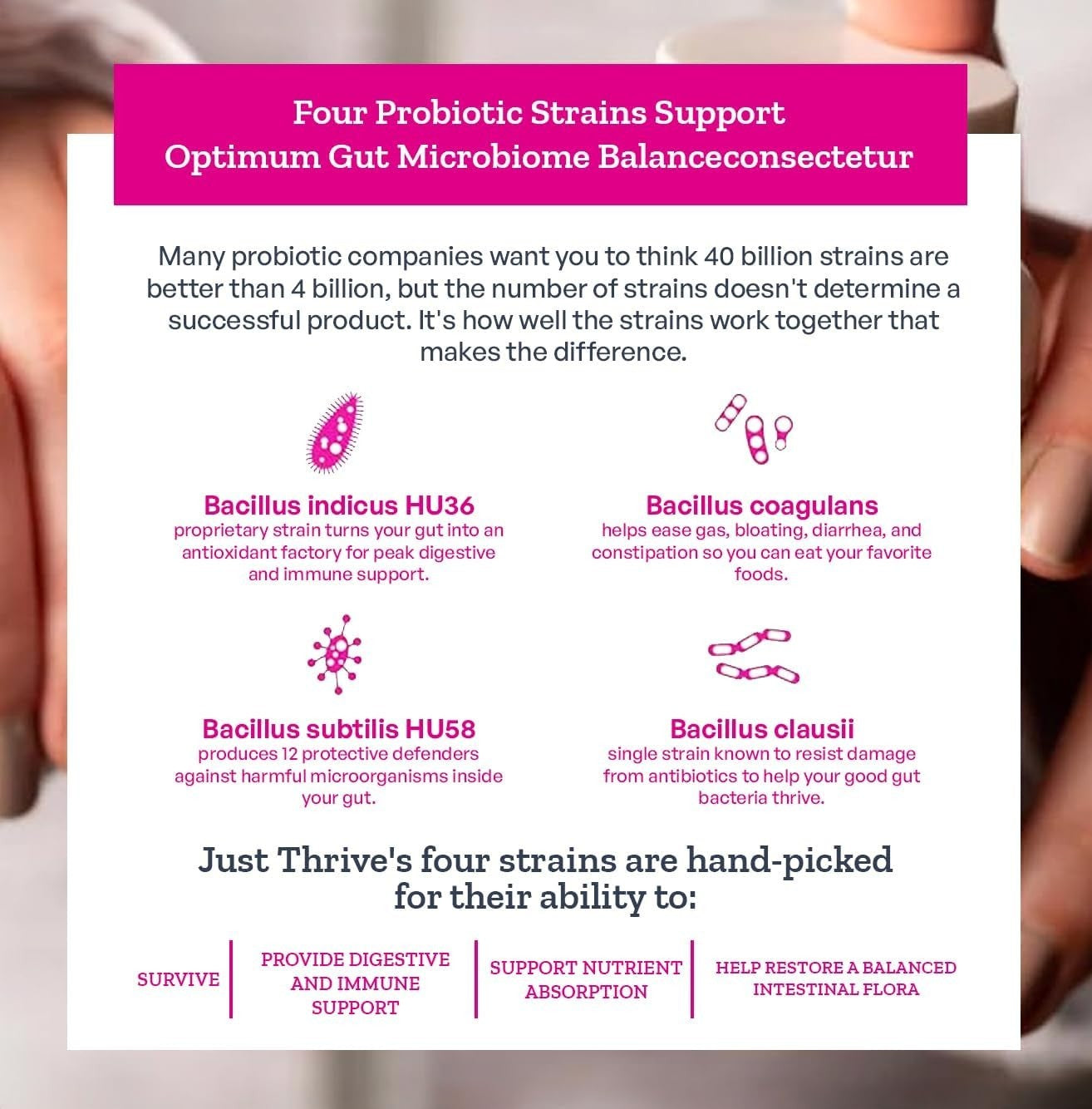 Just Thrive Probiotic & Antioxidant Spore Based Supplement 90 Capsules Exp 4/26