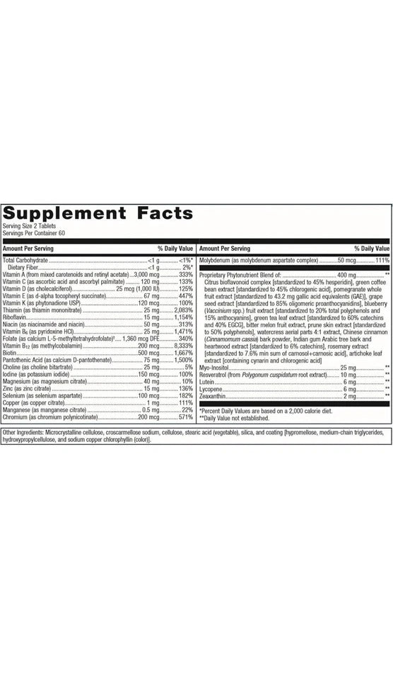 Metagenics PhytoMulti Multivitamin Without Iron - 120 Tablets